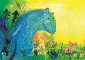 A6   ansichtkaarten blauw monster voor